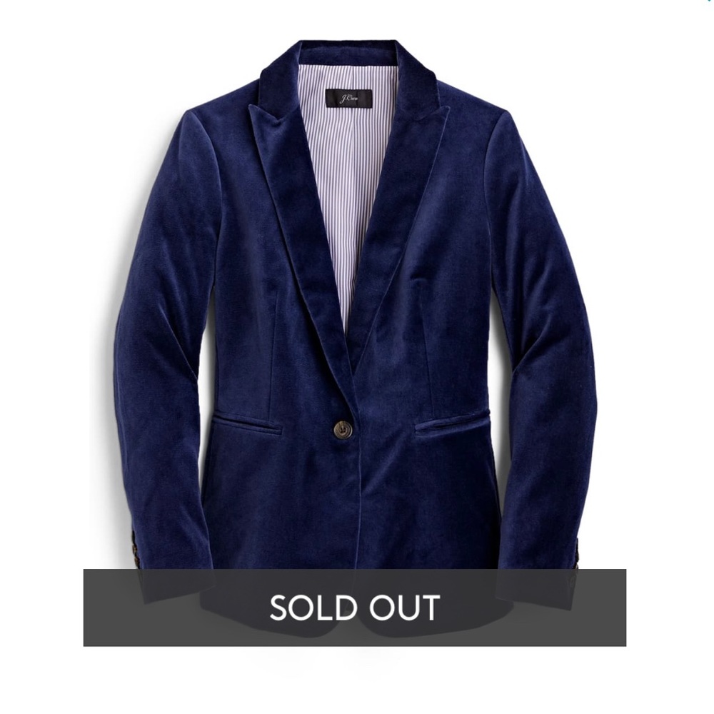 JCREW Navy blue velvet Parke Blazer Size 2
